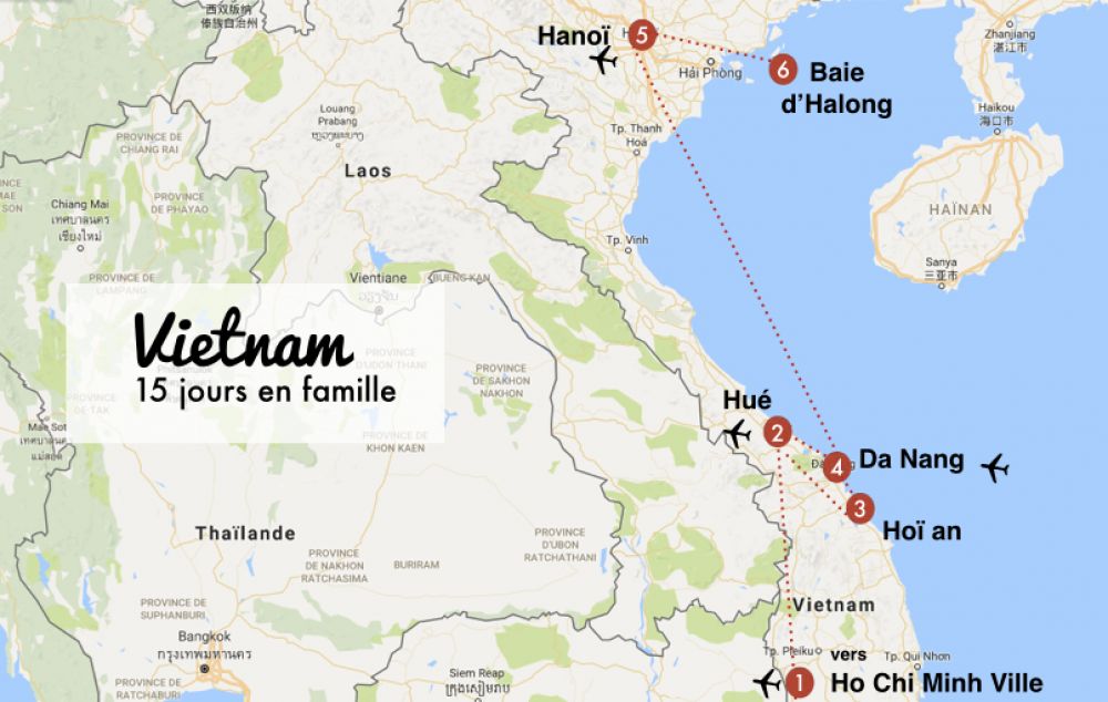 itineraire carte vietnam avec enfants